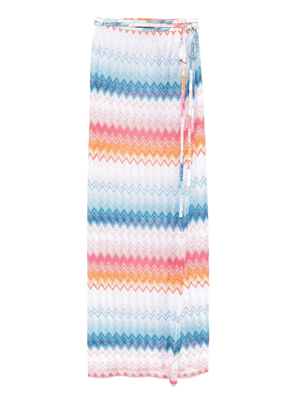 Zigzag-Woven Wrap Maxi Skirt