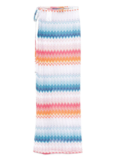 Zigzag-Woven Wrap Maxi Skirt