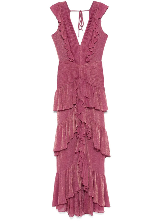 Metallic Ruffle Maxi Dress