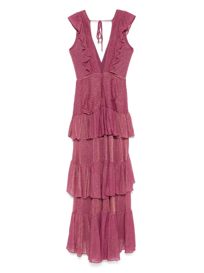 Metallic Ruffle Maxi Dress