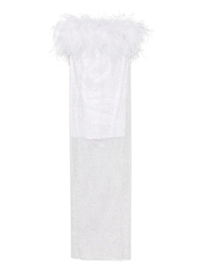 Feathers-Detailed Midi Dress