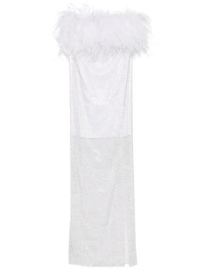 Feathers-Detailed Midi Dress