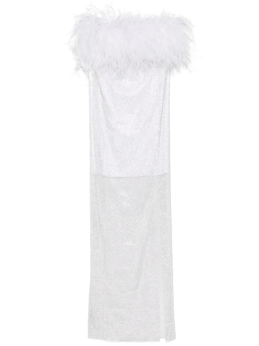 Feathers-Detailed Midi Dress