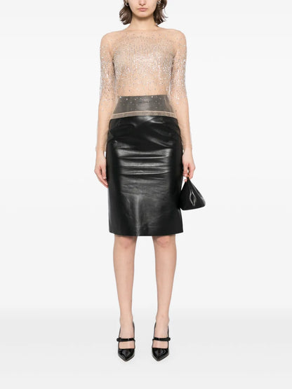 Tulle Crystal-Embellished Top