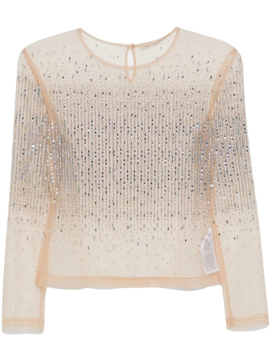 Tulle Crystal-Embellished Top