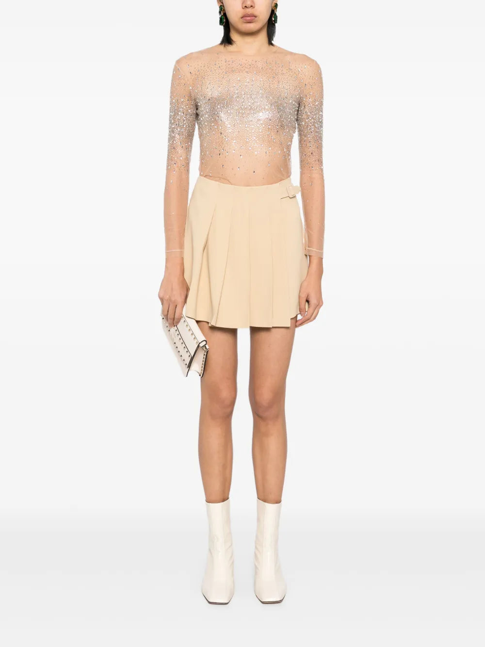 Crystal-Embellished Tulle Top