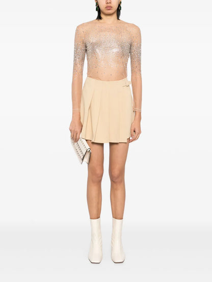 Crystal-Embellished Tulle Top