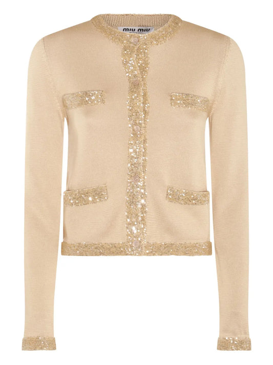 Sequinned Cropped Cardigan