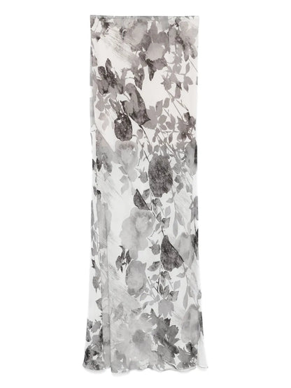 Flower-Print Maxi Skirt