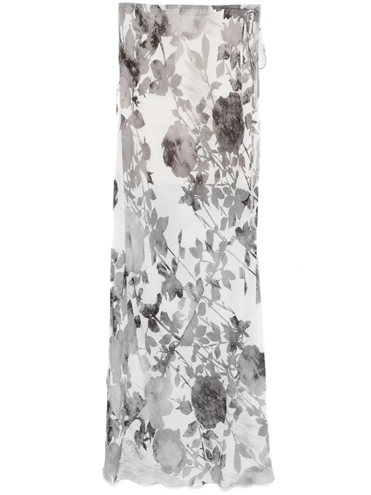 Flower-Print Maxi Skirt
