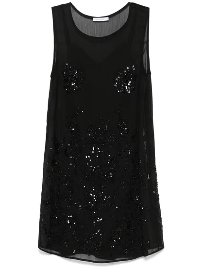 Floral-Embroidered Mini Dress