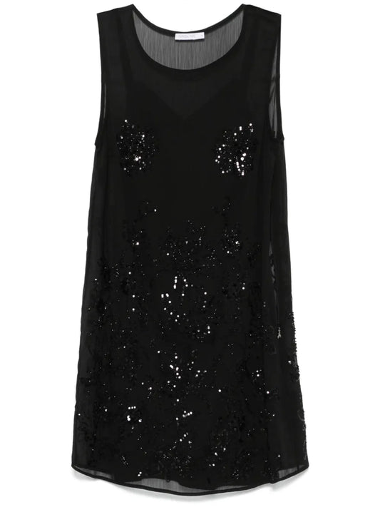 Floral-Embroidered Mini Dress