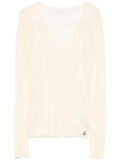 Fine-Knit V-Neck Sweater