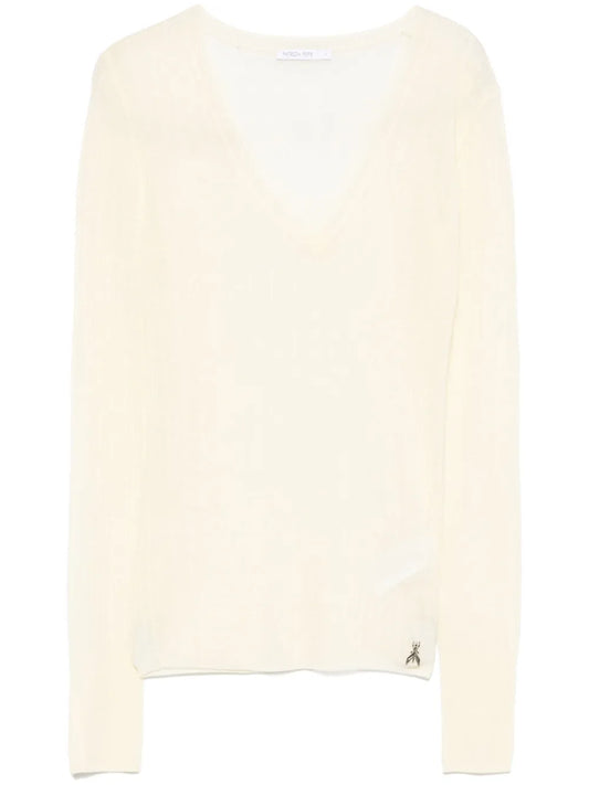 Fine-Knit V-Neck Sweater