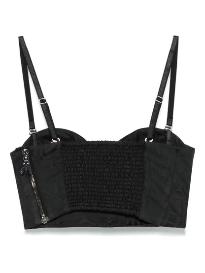 Patterned-Jacquard Bustier Top