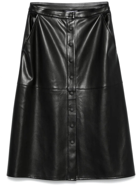 Faux-Leather Midi Skirt