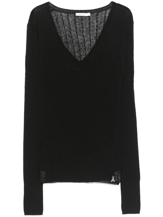 Fine-Knit V-Neck Sweater