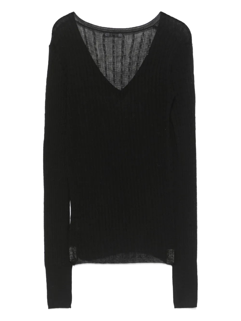 Fine-Knit V-Neck Sweater