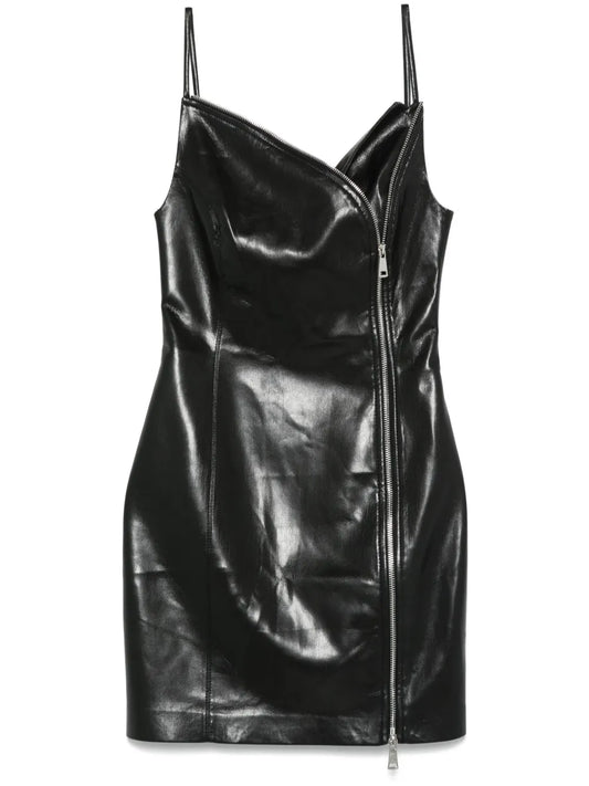 Faux-Leather Mini Dress