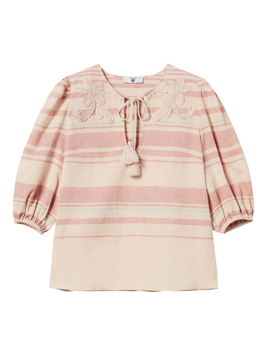 Striped Embroidered Blouse