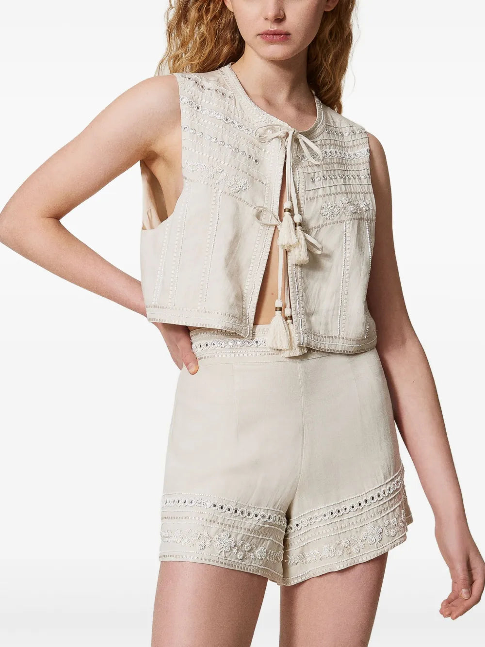 Embroidered-Detail Shorts