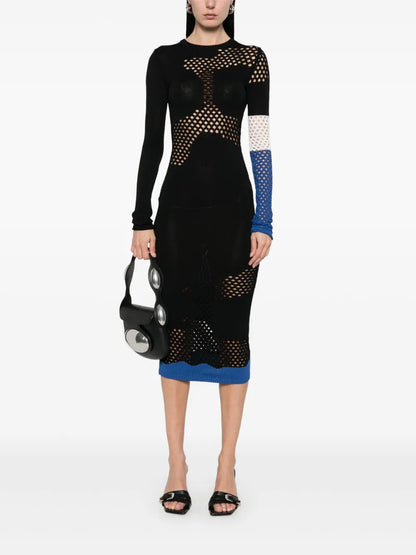 Open-Knit Detailed Midi Dress