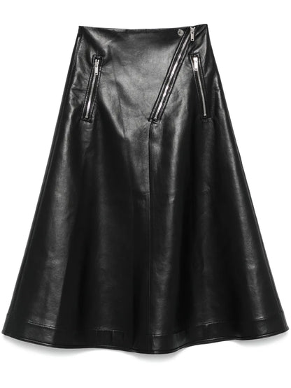 Faux-Leather Midi Skirt