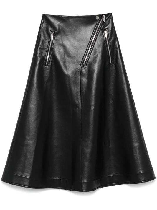 Faux-Leather Midi Skirt