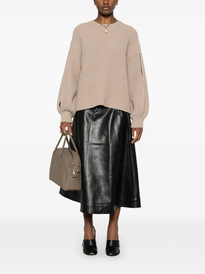 Faux-Leather Midi Skirt
