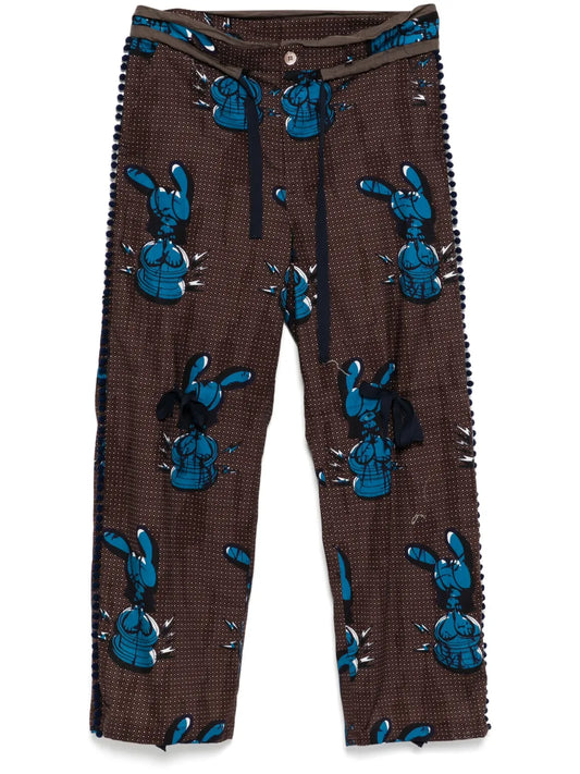 Graphic-Print Trousers
