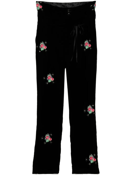 Embroidered Floral Trousers