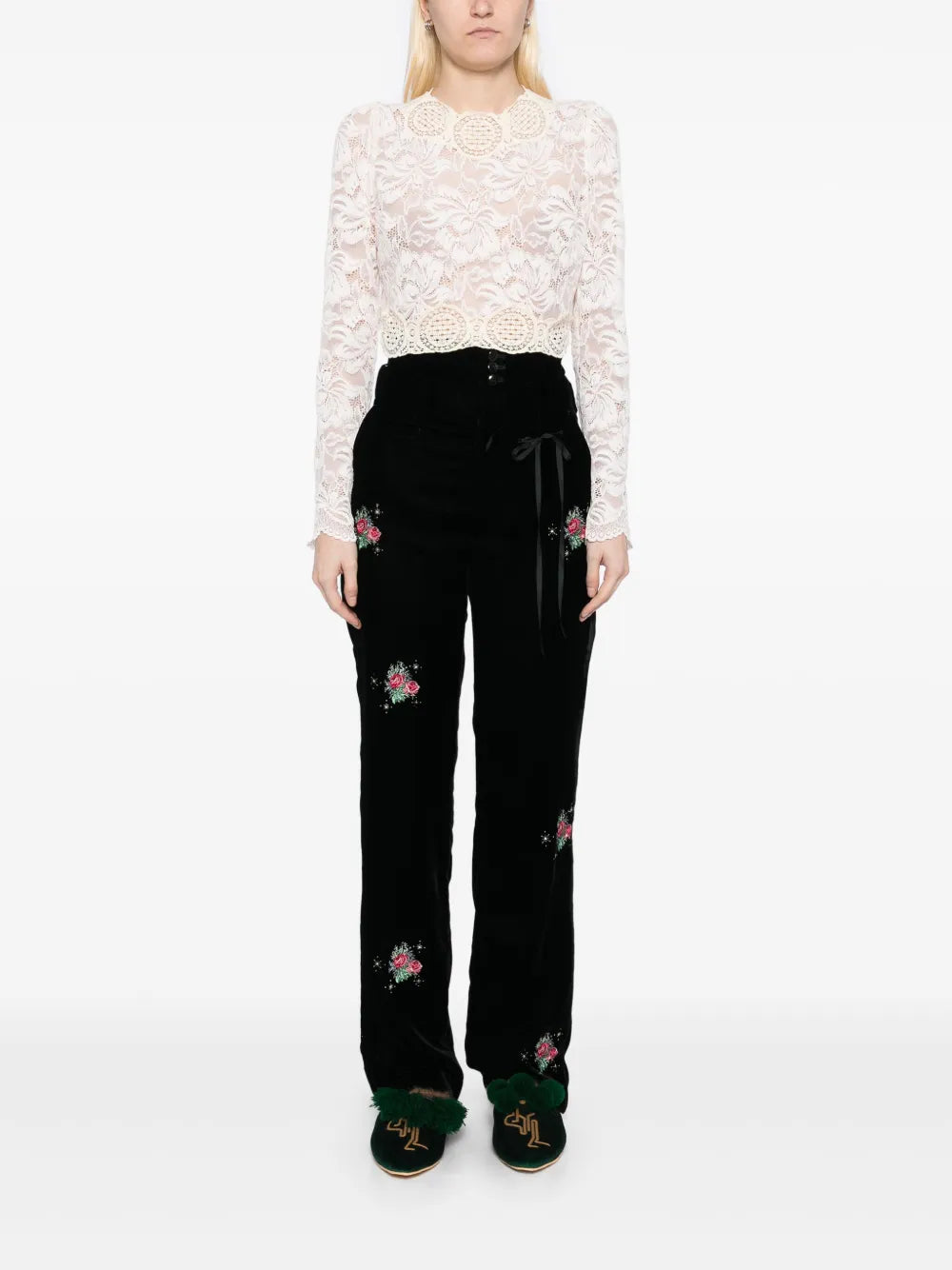Embroidered Floral Trousers