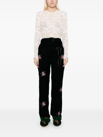 Embroidered Floral Trousers