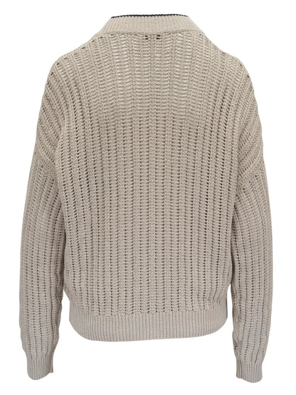 Contrast-Trim Cardigan
