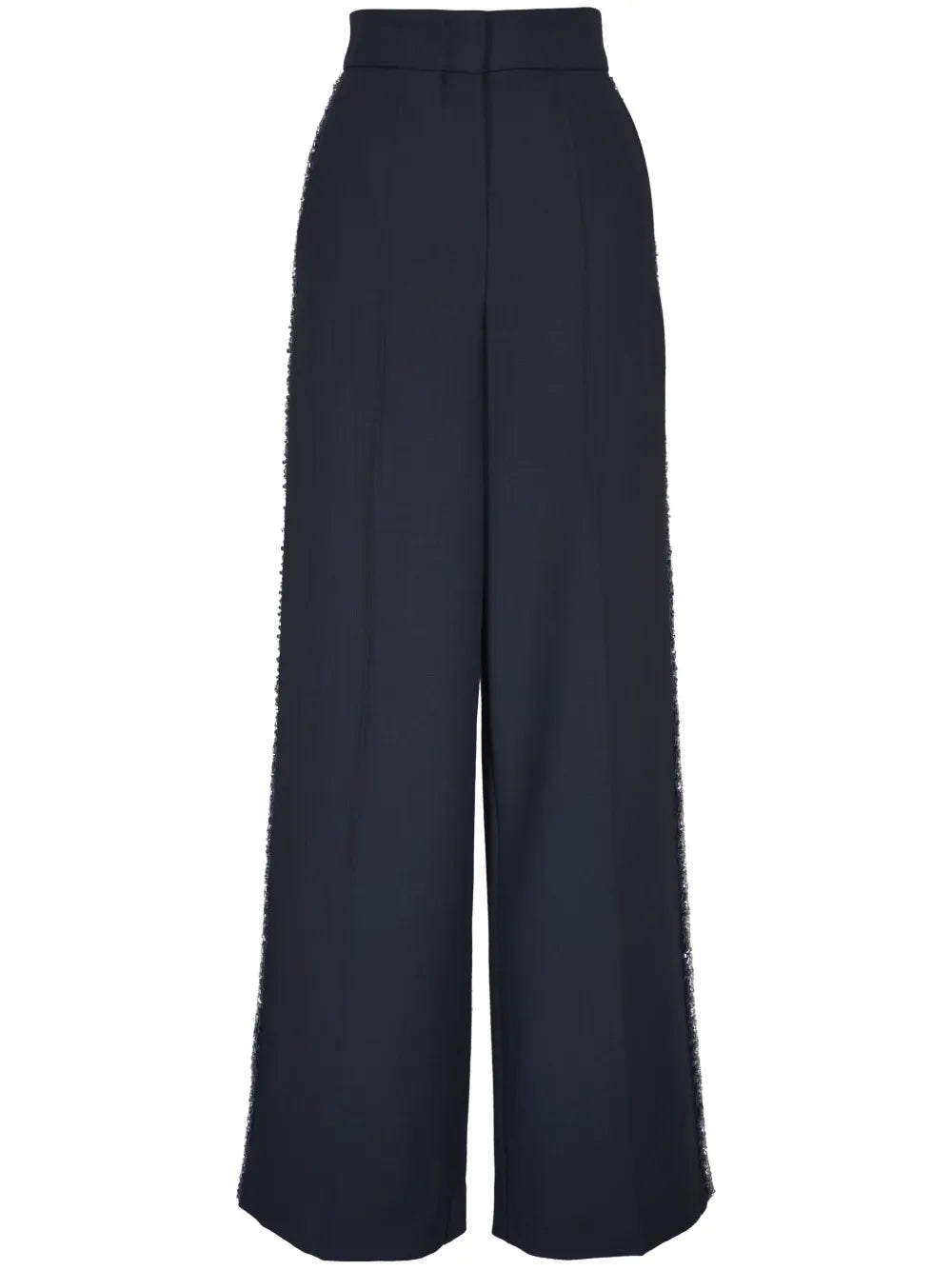 Bead-Embellished Wool Trousers