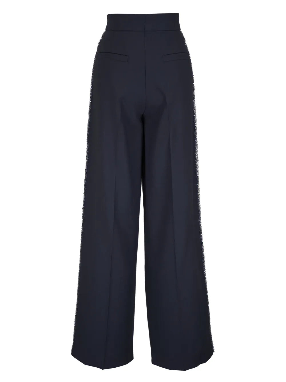 Bead-Embellished Wool Trousers