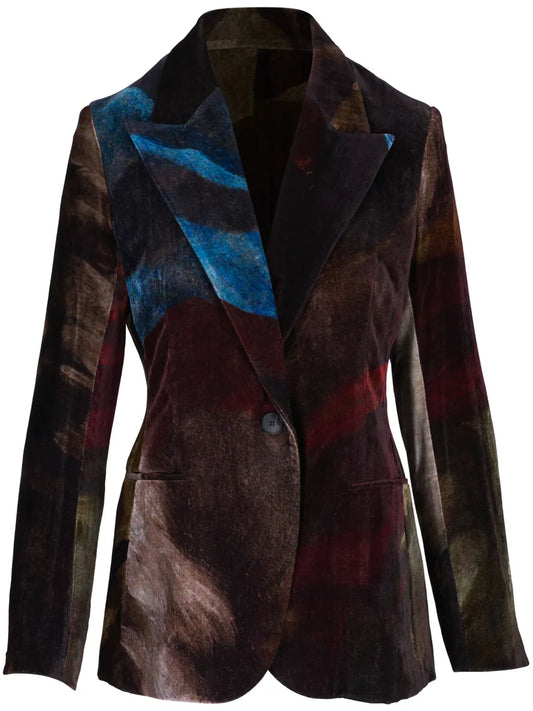 Printed Velvet Blazer