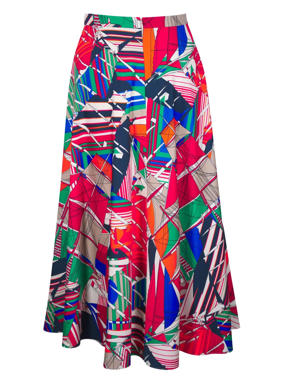 Sea Clipper-Print Midi Skirt