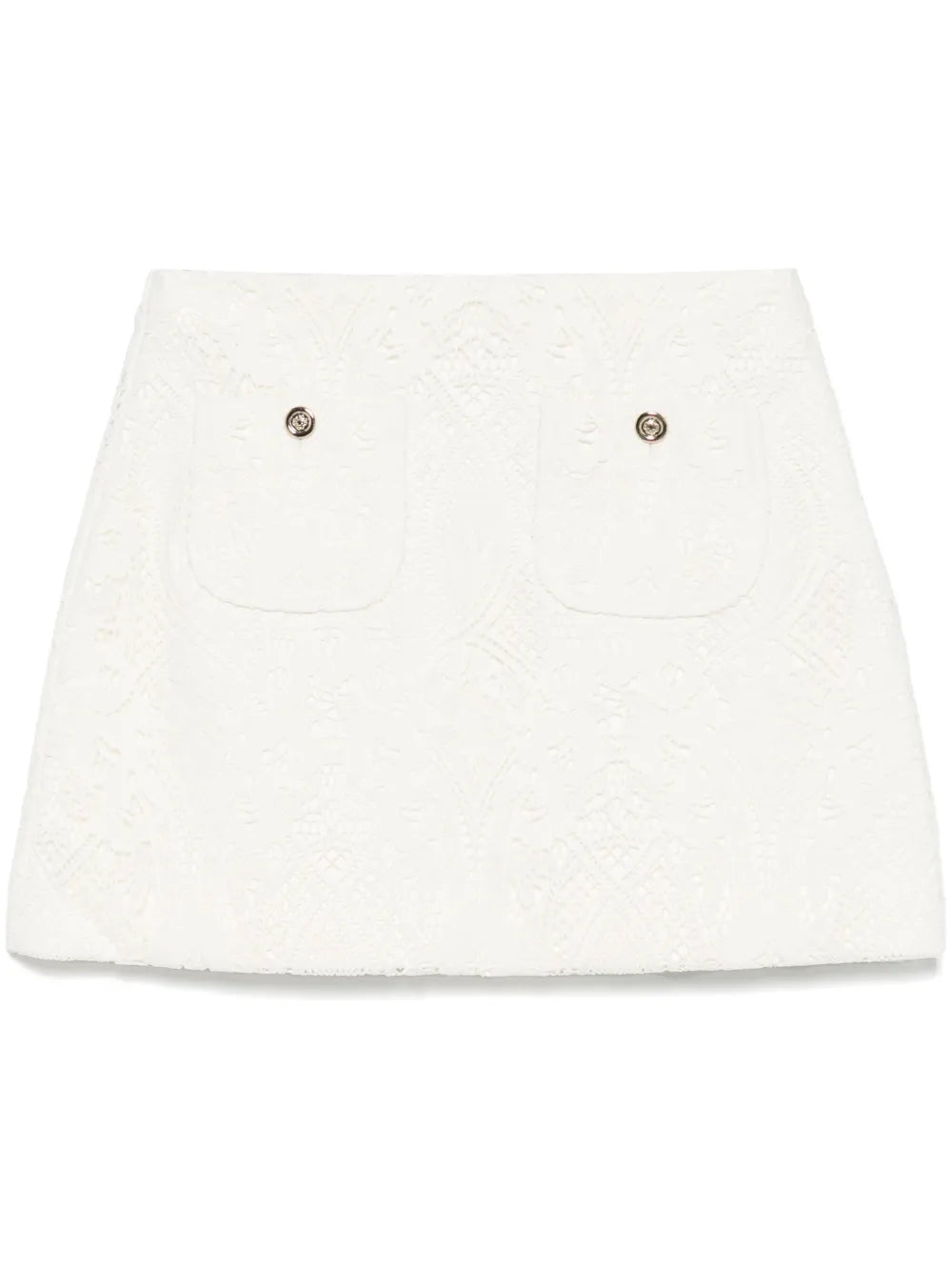 Floral-Guipure Mini Skirt