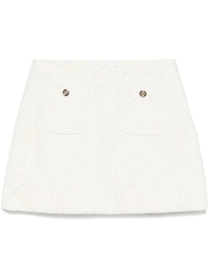 Floral-Guipure Mini Skirt