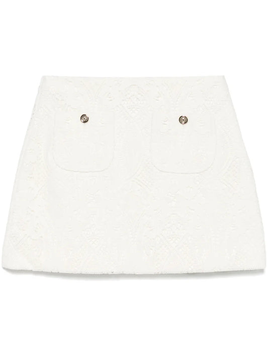 Floral-Guipure Mini Skirt