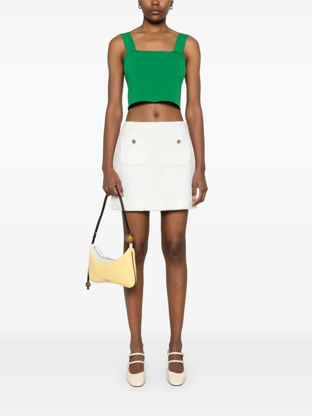 Floral-Guipure Mini Skirt
