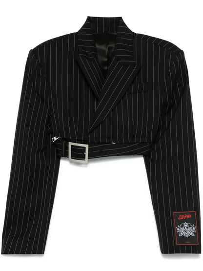 Pinstriped Cropped Blazer