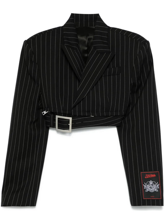 Pinstriped Cropped Blazer