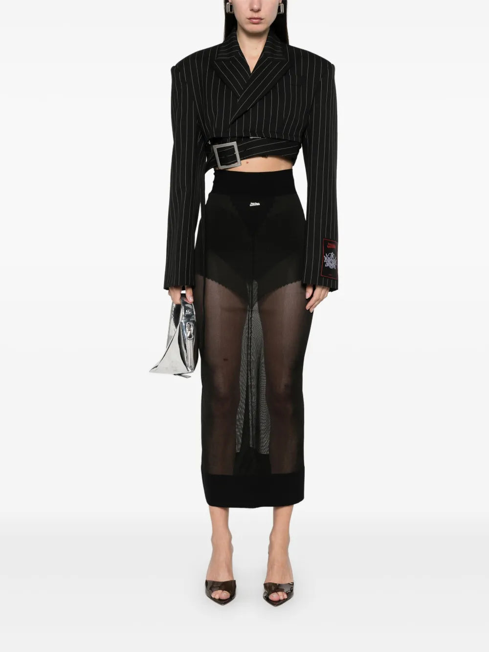 Pinstriped Cropped Blazer
