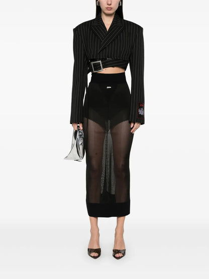 Pinstriped Cropped Blazer