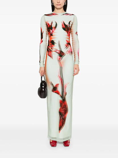 Double-Layered Printed Maxi Dress