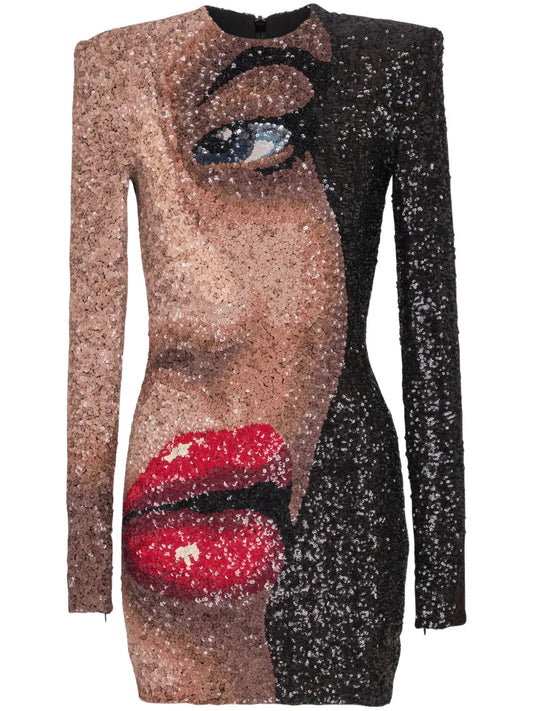 Partial Face Short Dress