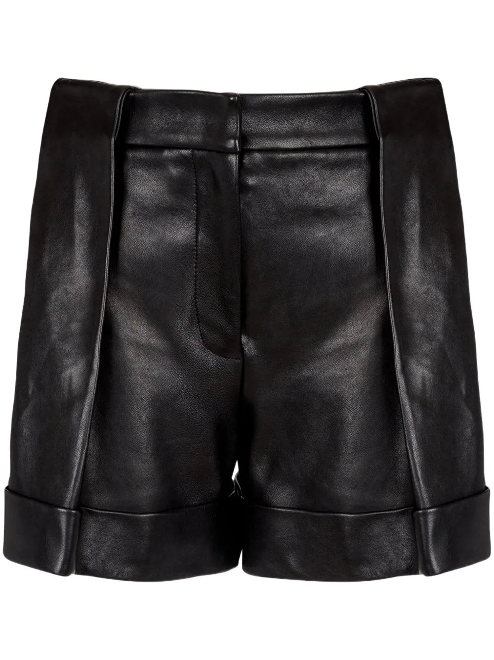 Pleated Leather Shorts