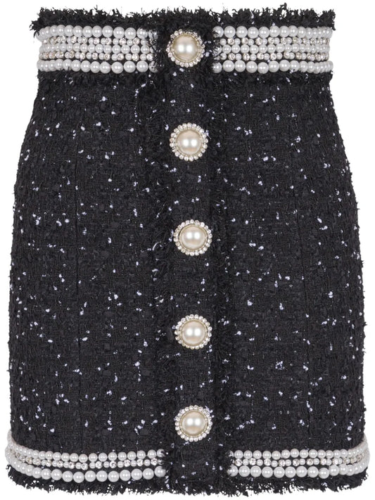 Pearl-Embellished Mini Skirt